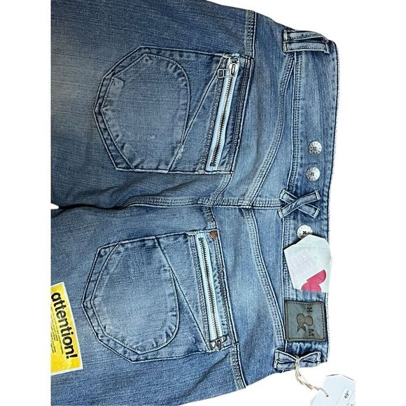 H&M Y2K button fly zipper back pockets distressed hippie woman’s 8 (29) patch - Picture 6 of 10
